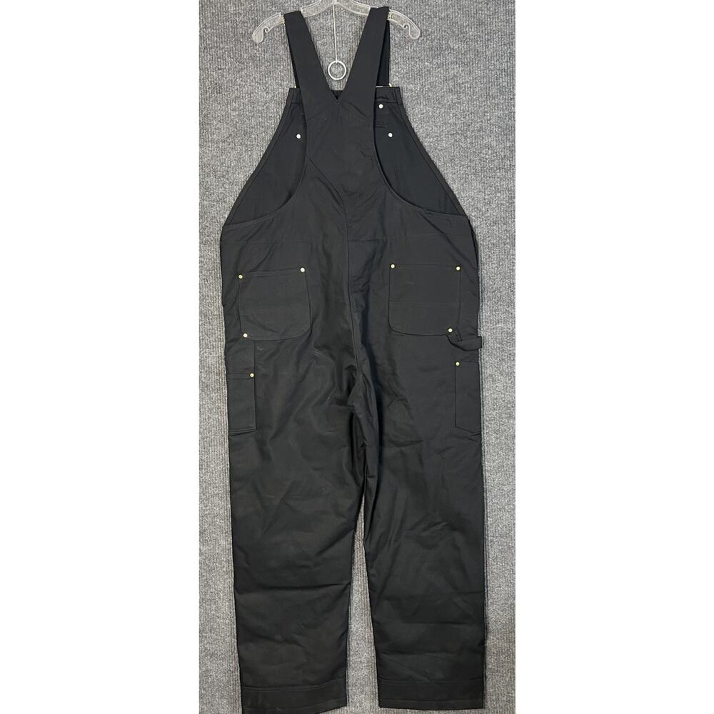 Carhartt Firm Duck Insulated Bib Overalls Mens 2XL Tall Black Work Wear Canvas - Picture 2 of 11